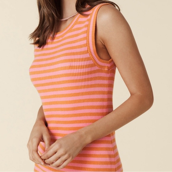Spell Dresses & Skirts - NWT Spell & Gypsy Striped Pink Orange calypso knit mini dress sporty retro summe